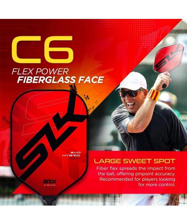 SLK Evo Hybrid & Soft Pickleball Paddles | Premium Fiberglass & Carbon Fiber Construction | Red/Black Design | Polymer Power & Soft Core Technology - Buy Online on GoSupps.com