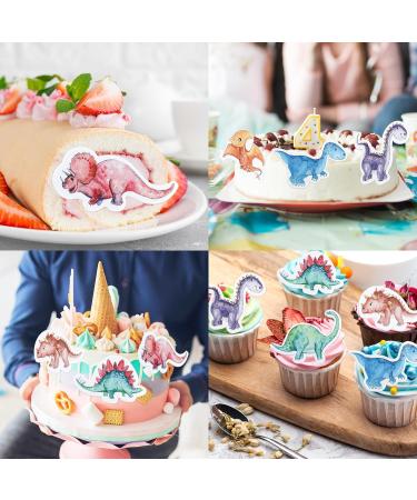 50 Edible Dino Cake Decorations - Gold Rock Birthday Decor for Kids | Torto Deko & Muffin Toppers - Buy Online on GoSupps.com