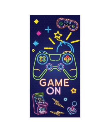R HORSE Neon Video Game Beach Towel for Kid, 30 x 60 inch Microfiber Pool Towel Absorbent Quick Dry Beach Towel Sand Free Blanket for Summer Pool Party Supplie Bath Sport Travel Beach Swimming Camping Navy Blue Game