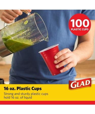 Glad Everyday 16 oz Red Disposable Plastic Cups - 100 Count | Strong & Sturdy Party Cups for All Occasions - Buy Online on GoSupps.com