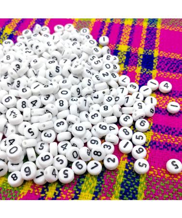 Amaney 500pcs White Acrylic Number Beads 7x4mm | Mixed Round Shape Loose Beads - Buy Online on GoSupps.com
