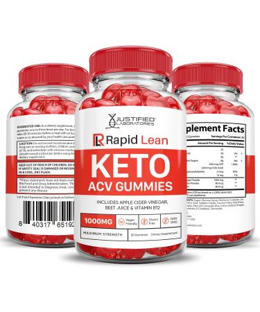 Rapid Lean Keto ACV Gummies - 3 Pack | Advanced 1000MG Formula with Apple Cider Vinegar Pomegranate & Beet Juice - Vegan Non-GMO - 180 Gummies for Weight Loss - Buy Online on GoSupps.com