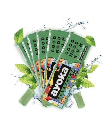 Ayoka - Good Mood Gum Spearmint - sugar -free vegan chewing gum with long -lasting taste - increasing mood - Viennese scene startup - 6 sticks 10 Gums Spearmint 6 pieces (1 Pack)