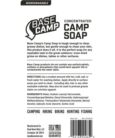 Dead Down Wind Base Camp Biodegradable Soap 4 oz - Multipurpose Environmentally Safe Cleaner for Hunting & Camping - Buy Online on GoSupps.com