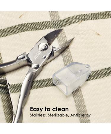 Auxmir Stainless Steel Toenail Clippers - Sharp Curved Nippers for Thick or Ingrown Nails - Safety Cover Included - Buy Online on GoSupps.com