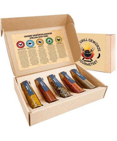 Grill spices gift set for men 5 BBQ gourmet spices and recipe ideas spice set as a gift for grill fans father's day gift birthday present for men and women - Buy Online on GoSupps.com