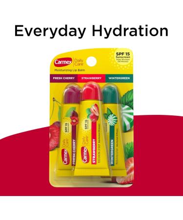 Carmex Daily Care Moisturizing Lip Balm Tubes SPF Fresh Cherry, Strawberry, Wintergreen 0.35 OZ - 3 Pack - Buy Online on GoSupps.com