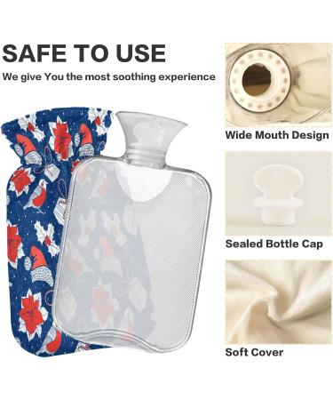 Shop 2L Hot Water Bottle with Poinsettia & Birds | Soft Fleece Cover | Ideal for Heating & Cooling Compresses - Buy Online on GoSupps.com