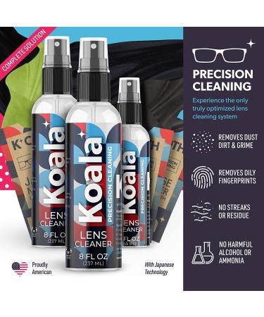 Koala Eyeglass Lens Cleaner Kit - 18oz Spray + 3 Cloths | American Made, Streak-Free & Alcohol-Free | Safe for All Lenses - Buy Online on GoSupps.com