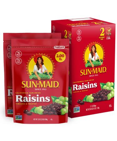 Sun-Maid | Califorina Raisins | 32 Ounce Resealable Bag (Pack Of 2) - 64 Total Ounces California Raisins 32 Ounce (Pack Of 2)