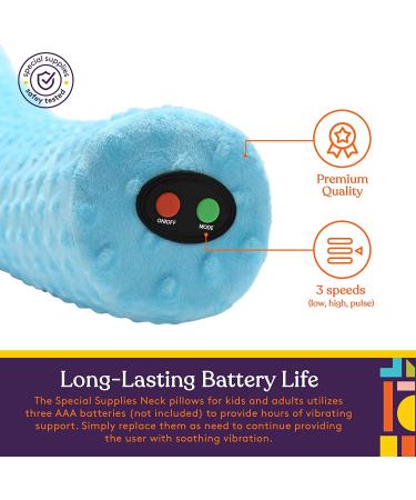 Sensory Vibrating Neck Pillow for Kids and Adults - Plush Velvet Cover - Therapy Stimulation - Calming Relaxation - Blue - Buy Online on GoSupps.com
