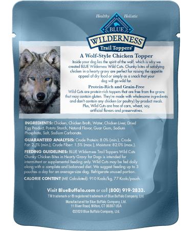 Blue Buffalo Wilderness Trail Toppers Chicken Wet Dog Food - 24 Pack 3oz Chunky Bites in Hearty Gravy - Buy Online on GoSupps.com
