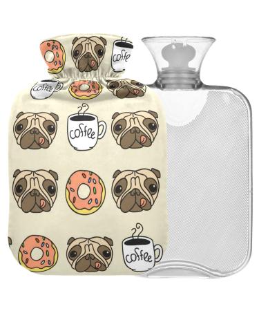 Naanle donut mops dog hot water bottle with reference transparent hot water bottle 1l heat bottle for bed hand feet warmer pain relief warmth and cold therapy