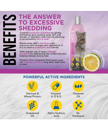 Shed-X Shed Control Shampoo for Cats 8 oz - Reduce Shedding, Infused with Vitamins and Antioxidants for Healthy Skin and Coat - Buy Online on GoSupps.com