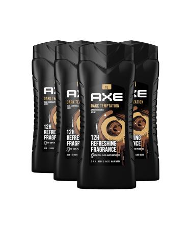 AX 3-in-1 shower gel & shampoo Dark Textation XL for long-lasting freshness and fragrance dermatologically tested 400 ml 4 pieces of chocolate 400 ml (4 Pack)