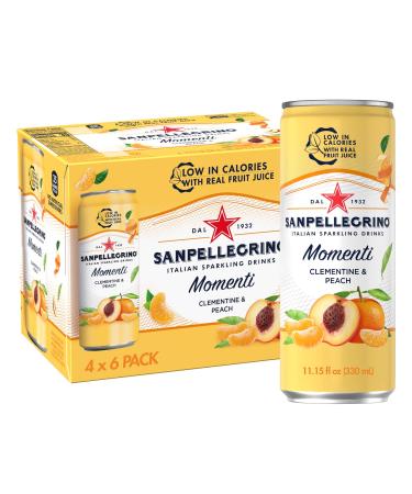 Sanpellegrino Momenti Clementine and Peach Flavored Sparkling Drink, 11.15 Fl Oz (Pack of 24)