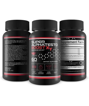 Super AlphaTesto Boost X Y - Natural Testosterone Support - Boost Free Testosterone with This Herbal Super Alpha Testo Boost X Blend - Improve Muscle Growth - Feel Youth  Power  Energy  and Drive - Buy Online on GoSupps.com