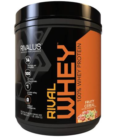 Rivalus Rivalwhey – Fruity Cereal 1lb - 100% Whey Protein, Whey Protein Isolate Primary Source, Clean Nutritional Profile, BCAAs, No Banned Substances, Made in USA Cereal - Fruity Cereal 1 Pound (Pack of 1)