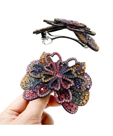 4PCS Rhinestone Flower Hair Barrette Clips - Spark Hair Accessories for Women - Butterfly and Flower Design - Ideal for Thick or Thin Hair - Buy Online on GoSupps.com
