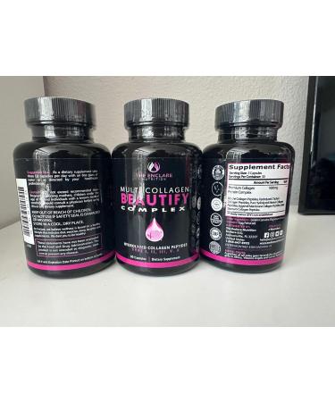 Collagen Pills - Beautify Multi Collagen Complex Capsules Type I II III V X | Extra Strength Hydrolyzed Collagen Peptides Supplements. Hair Skin Nails Vitamins 1800mg Collagen Capsules (1) - Buy Online on GoSupps.com