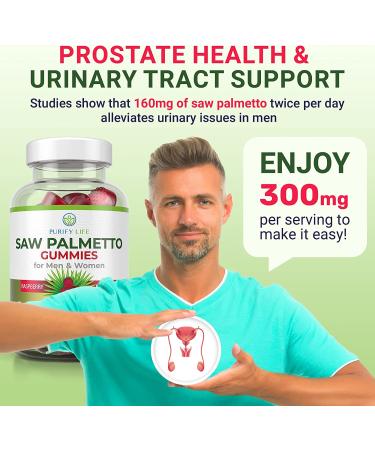 Saw Palmetto Gummies (60 Chews) - Prostate & Hormonal Balance Supplement - DHT Blocker for Hair Growth - PCOS & Urinary Tract Support - Gluten-Free & Vegan - Buy Online on GoSupps.com