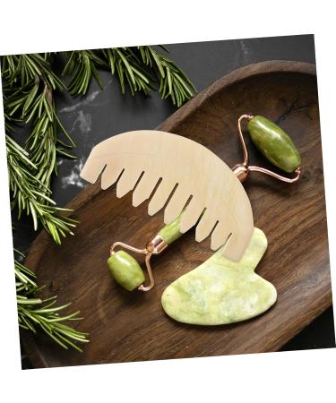 Goohochy Jade Kamm | Multifunctional Head & Face Massage Comb | Gua Sha Massager Tool for Body & Scalp Vintage Design - Buy Online on GoSupps.com