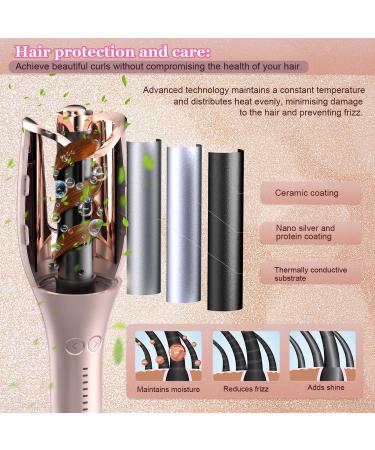 Automatic Hair Curler - 1" Rotating Barrel 4 Temp Settings Fast Heating for 6-25" Hair - Rose Gold - Buy Online on GoSupps.com