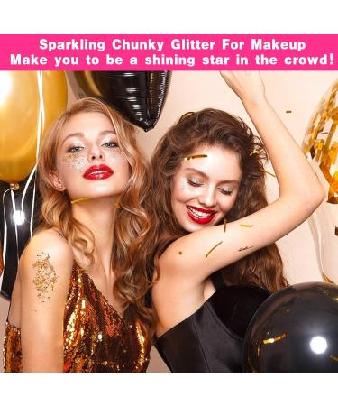 Gold Holographic Glitter | Face & Body Glitter for Makeup Nail Art Hair DIY | Ships Internationally - Buy Online on GoSupps.com