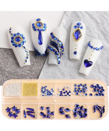 FEIlei 12 Grids Box Set Flat Back Rhinestones and Small Round Diamond Combination for DIY Nail Art Accessories Crystals - Buy Online on GoSupps.com