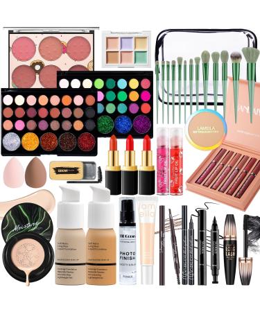 Makeup Set Makeup Set for Women Girls Teens Full Kit Makeup Present Set for Beginners and Professionals Include Eyeshadow Palettes Foundation CC Cream Liquid Lipsticks Set Set A
