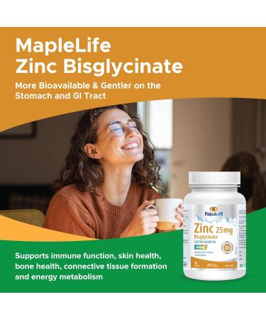 Maplelife Nutrition Zinc Bisglycinate 90 Capsules - Buy Online on GoSupps.com