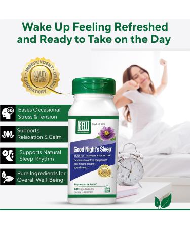 Bell Lifestyle Good Night's Sleep - Natural Sleep Support with Melatonin and Herbal Extracts, Supports Relaxation & Sleep Patterns, 60 Veggie Capsules - Buy Online on GoSupps.com