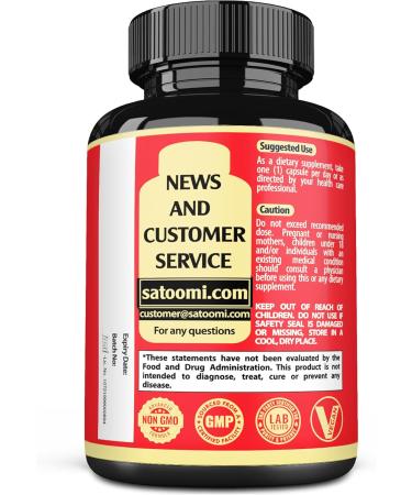 Satoomi St. John's Wort Capsules Extract Supplement - 6 Herbs Equivalent 5050 mg - Emotional Balance, Joyful Mood & Mood Support - 1 Pack 90 Veggie Caps 3-Month Supply - Buy Online on GoSupps.com