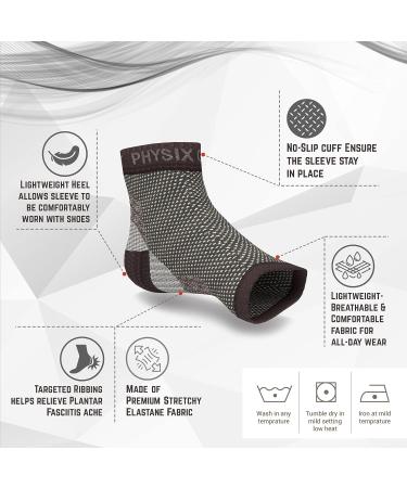 Physix Gear Plantar Fasciitis Support Compression Ankle Socks for Men & Women - Best Toeless Arch Compression Foot Sleeve for Achilles Support Heel Spurs Arch Foot & Ankle Swelling L/XL-UK Mens 7.5-12 | Womens 5.5-8.5 1 Pair - Black - Buy Online on GoSupps.com