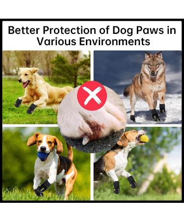 Dog Boots Paw Protectors - Large Dog Shoes for Winter Snow - Extra Large Booties for Outdoor/Running/Hiking - Non-Slip Straps - 4Pcs (Black, Size 6) - Buy Online on GoSupps.com