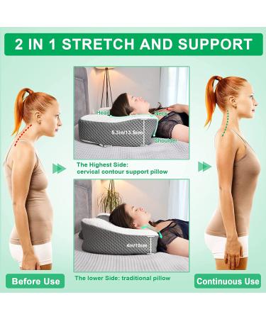 Elviros Cervical Memory Foam Neck Pillow - Contour Orthopedic Pillows for Side, Back, and Stomach Sleepers - Adjustable Ergonomic Bed Pillow for Pain Relief - CertiPUR-US Certified - Dark Grey, Queen Size 23.6*15.2*3.9 - Buy Online on GoSupps.com