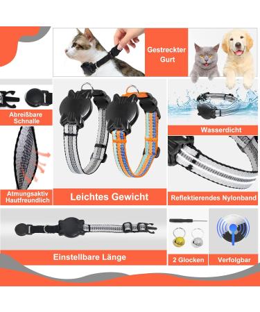 Waterproof Airtag Cat Collar - Reflective Gray XS (18-23cm) with Safety Lock & Elastic for Kittens & Small Dogs - Buy Online on GoSupps.com