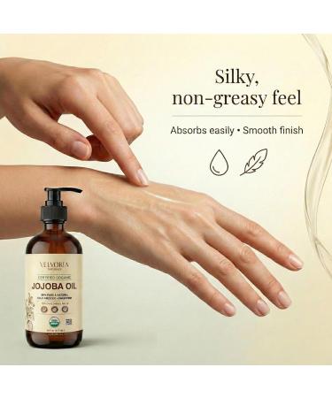 VELVORIA NATURALS Organic Jojoba Oil - 100% Pure Cold Pressed Unrefined Non-GMO for Skin Hair & Nails 16oz - Glass bottle with pump - Buy Online on GoSupps.com