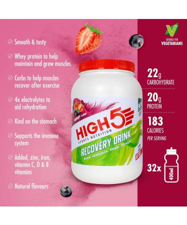 HIGH5 Whey Protein Isolate Recovery Drink (Berry 1.6kg) | Promotes Recovery | Pack of 1 - Buy Online on GoSupps.com
