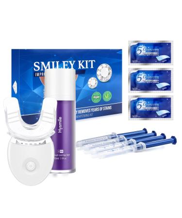 Teeth Whitening kit Color Corrector Kit 10 in 1 with Powerful LED Light- Includes 5-Bubble LED Light 4 Gel Tubes 3 Whitening Strips 1 Whitening Mouth Tray and v34 Purple whitening Toothpaste