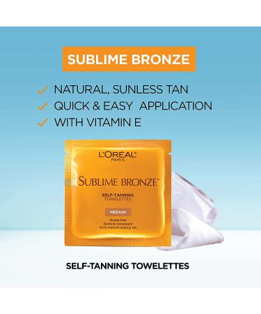 L'Oreal Paris Sublime Bronze Sunless Tanning Towelettes - Fast-Drying, Streak-Free Self-Tanner - 12 Towelettes Total - All Skin Types - Buy Online on GoSupps.com