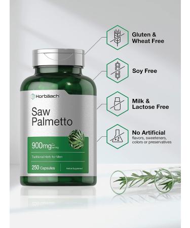 Saw Palmetto Extract 900mg - 250 Capsules - Non-GMO & Gluten Free Formula - Men's Traditional Herb Supplement - Horbaach - Buy Online on GoSupps.com