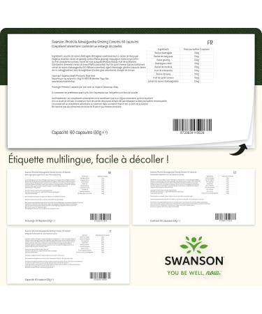 Swanson Adaptogenic Herbal Complex Rhodiola Ashwagandha Panax Ginseng 60 Capsules Laboratory Tested Soy Free Gluten Free Non-GMO - Buy Online on GoSupps.com
