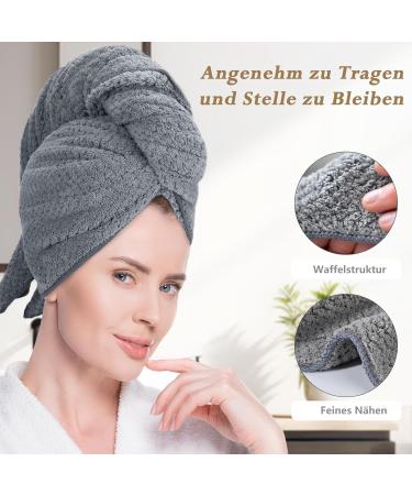 FREATECH Luxurious Microfiber Hair Towel - Super Soft Absorbent Hair Turban for Long Thick Hair - Rapid Drying Large 115x70 cm Gray - Buy Online on GoSupps.com