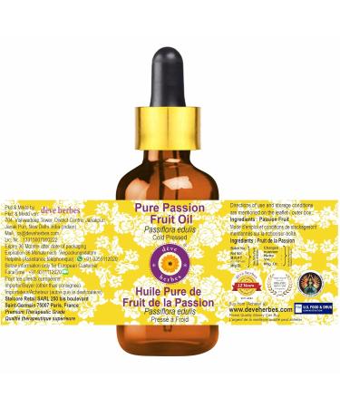 Pure Passion Fruit Oil (Passiflora edulis) 100ml - Cold Pressed with Glass Dropper | d ve herbes - International Shipping Available - Buy Online on GoSupps.com