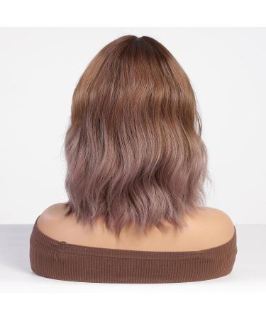 HAIRCUBE Ombre Pink Synthetic Wig for Women - Shoulder Length Cherry Blossom Pink Hair with Fringe - Buy Online on GoSupps.com