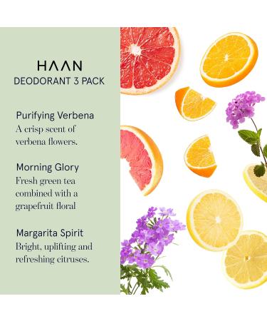 Pack of 3 HAAN Natural Deodorants for Women and Men | Margarita Spirit Morning Glory Purifying Verbena Fragrance with 24 Hour Odor Protection | Vegan Deodorant Balance Your Skin's | 4 Fl. Oz. Each - Buy Online on GoSupps.com