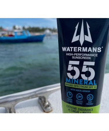 Watermans Mineral SPF 55 Zinc Sunscreen | Aqua-Armor Broad Spectrum for Face and Body | Reef Safe, Water Resistant Formula - Buy Online on GoSupps.com