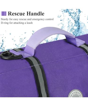Vivaglory Ripstop Dog Rescue Vest - Enhanced Buoyancy & Visibility for Small to Medium Dogs | Purple Size S (43-53cm) - Buy Online on GoSupps.com