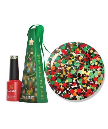 Bluesky Christmas Exclusive Gel Nail Polish Bauble 5ml Tree's Got Twinkle Green Glitter Soak-Off Gel Polish for 21 Day Manicure Professional Salon & Home Use Requires Curing Under UV/LED Lamp